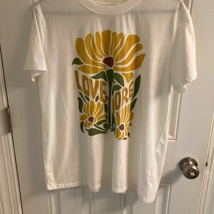 Maurices White Tee with Yellow and Green Floral Design